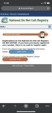 Current user interface for FTC's do not call registration - mobile