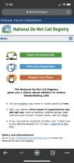 Current user interface for FTC's do not call registration - mobile