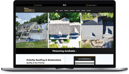 Laptop Mockup of website project for Priority Restoration